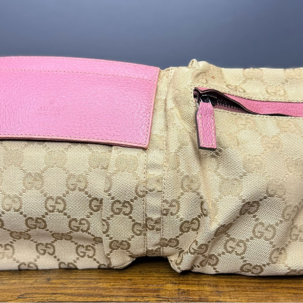 Gucci Cream and Pink Travel Bag with Monogram